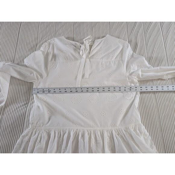 Crown & Ivy Blouse Women's PL White Eyelet Ruffle Long Sleeve Pull On Top - Picture 8 of 9